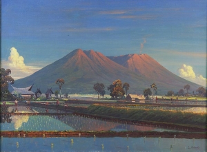 Vulkanen op Java, een voorbeeld van Mooi Indië-schilderkunst