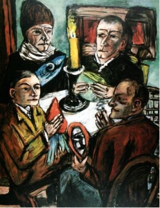 Friedrich Vordemberge-Gildewart, Herbert Fiedler, Wolfgang Frommel en Max Beckmann in Amsterdam 1943